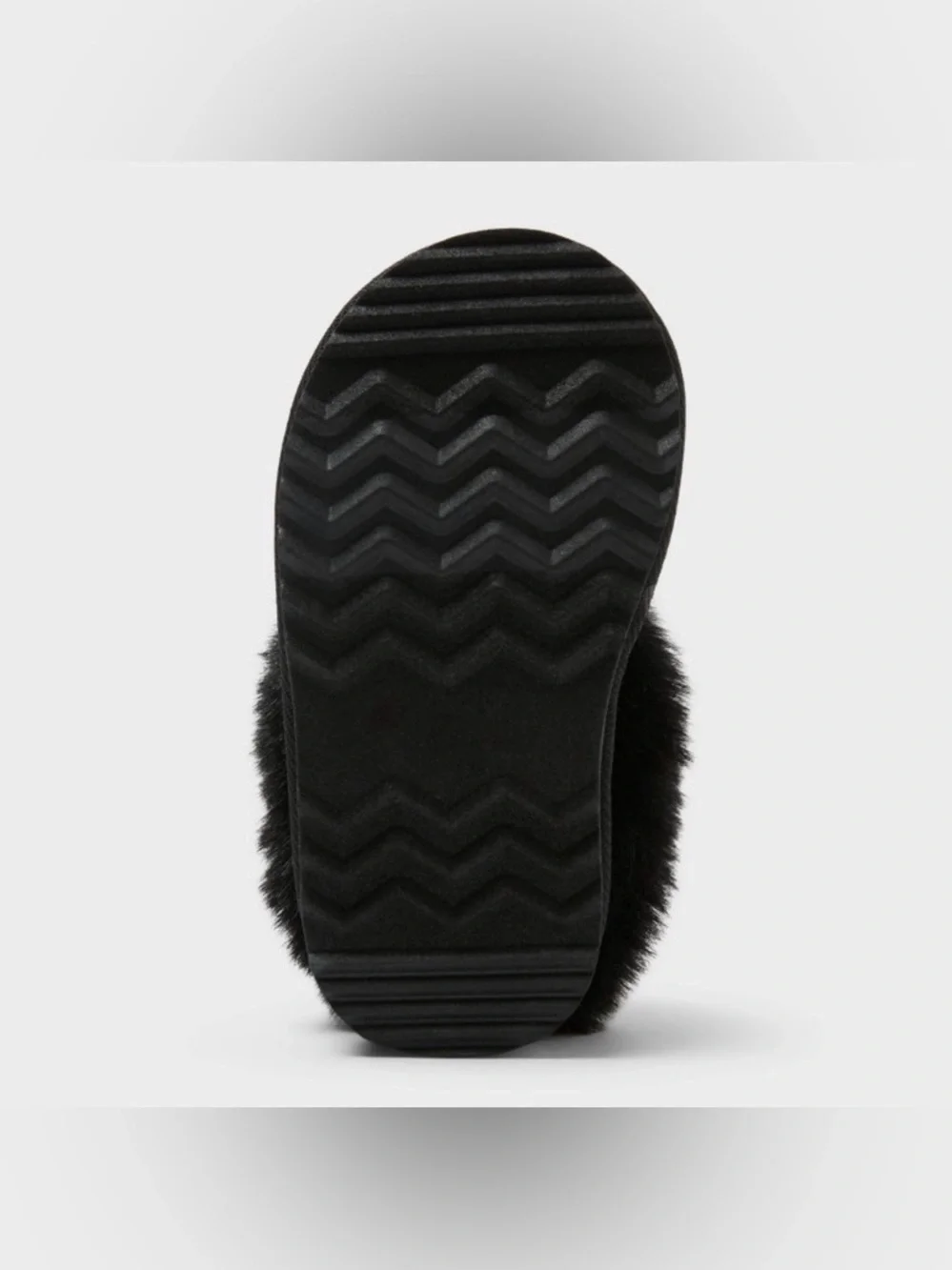 Cat & Jack  Piper Black Faux Fur Cuff Scuff Slip-On Slipper Sz 5